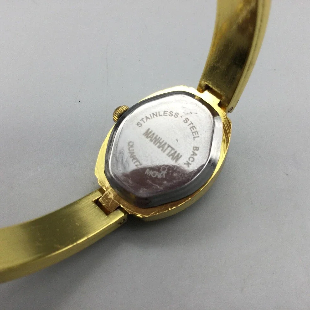 Manhattan Womens Watch 19mm MOP Dial Gold Tone Crystal Bracelet New Battery 7